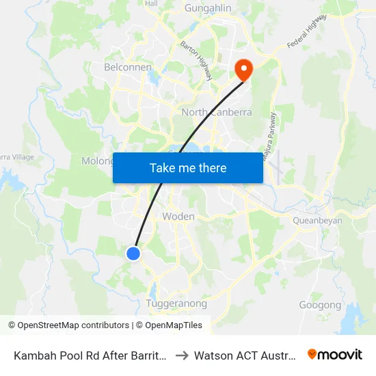 Kambah Pool Rd After Barritt St to Watson ACT Australia map