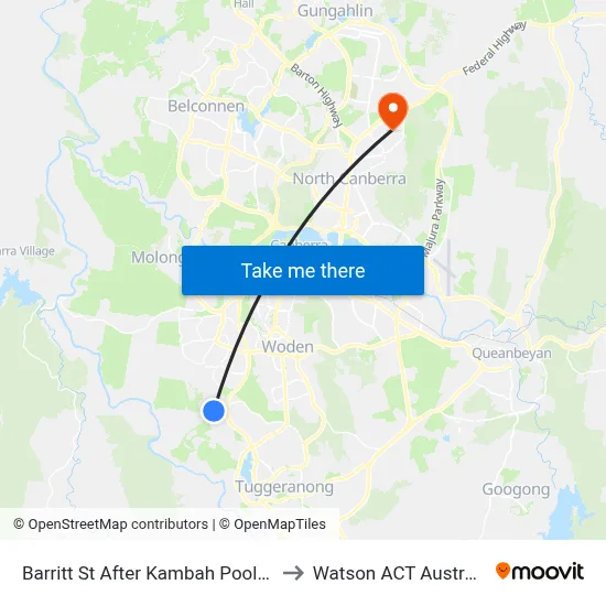 Barritt St After Kambah Pool Rd to Watson ACT Australia map