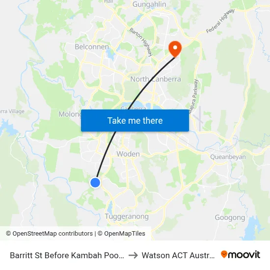 Barritt St Before Kambah Pool Rd to Watson ACT Australia map