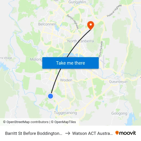 Barritt St Before Boddington Cr to Watson ACT Australia map