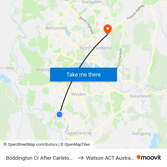 Boddington Cr After Carleton St to Watson ACT Australia map