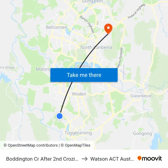 Boddington Cr After 2nd Crozier Cct to Watson ACT Australia map
