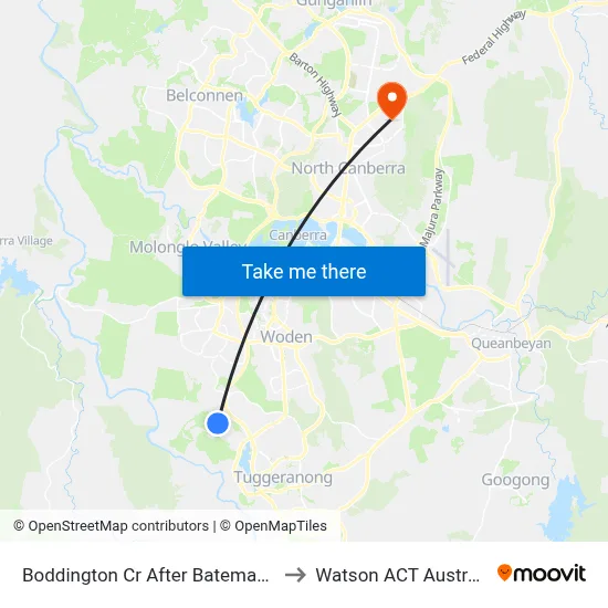 Boddington Cr After Bateman St to Watson ACT Australia map