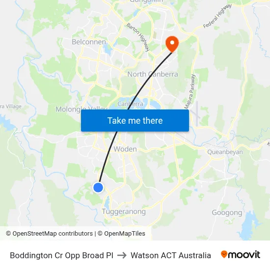 Boddington Cr Opp Broad Pl to Watson ACT Australia map