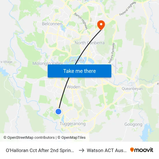 O'Halloran Cct After 2nd Springbett St to Watson ACT Australia map