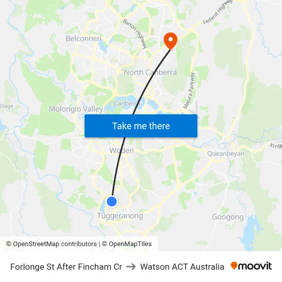 Forlonge St After Fincham Cr to Watson ACT Australia map