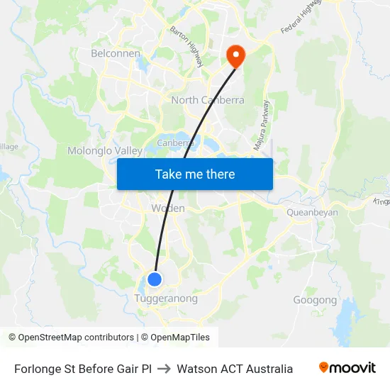 Forlonge St Before Gair Pl to Watson ACT Australia map