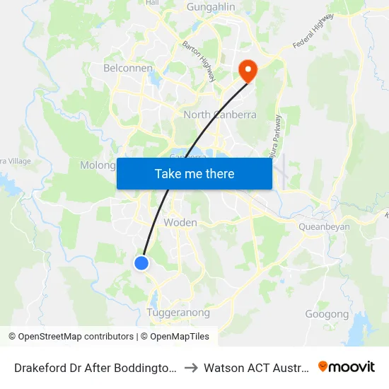Drakeford Dr After Boddington Cr to Watson ACT Australia map