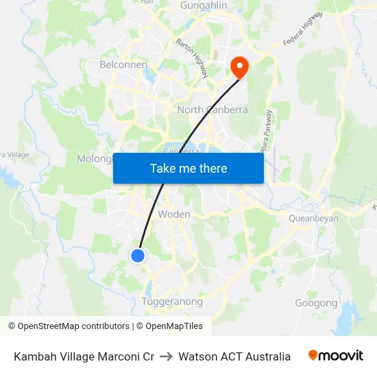 Kambah Village Marconi Cr to Watson ACT Australia map