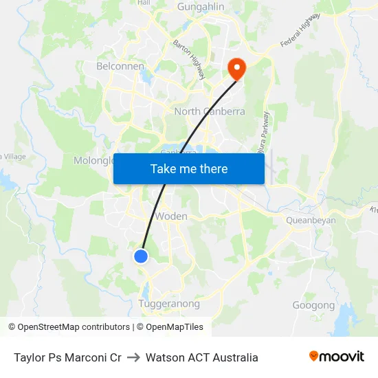 Taylor Ps Marconi Cr to Watson ACT Australia map