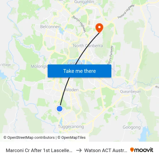 Marconi Cr After 1st Lascelles Cct to Watson ACT Australia map