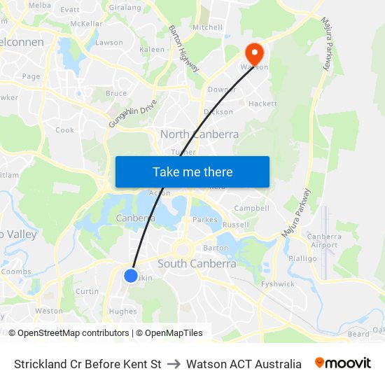 Strickland Cr Before Kent St to Watson ACT Australia map