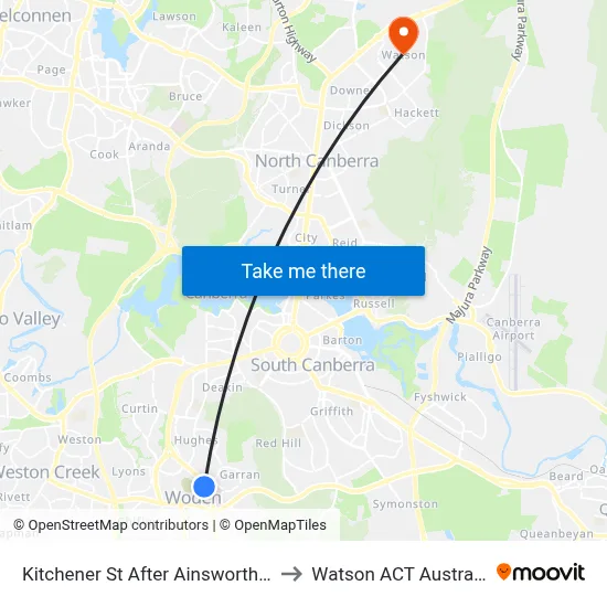 Kitchener St After Ainsworth St to Watson ACT Australia map