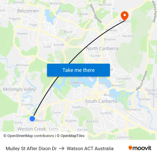 Mulley St After Dixon Dr to Watson ACT Australia map
