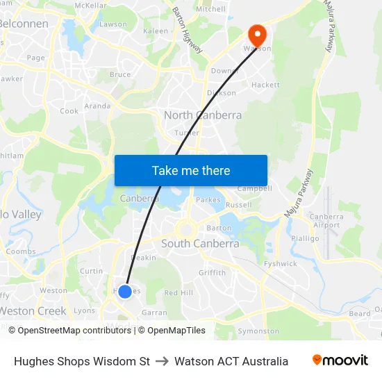 Hughes Shops Wisdom St to Watson ACT Australia map