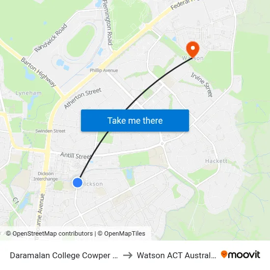 Daramalan College Cowper St to Watson ACT Australia map
