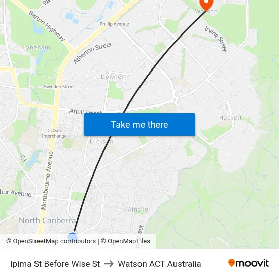 Ipima St Before Wise St to Watson ACT Australia map