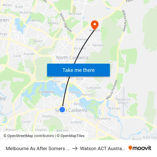 Melbourne Av After Somers Cr to Watson ACT Australia map