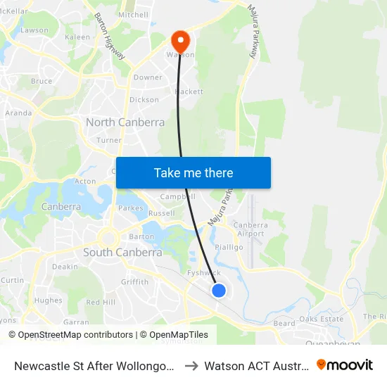 Newcastle St After Wollongong St to Watson ACT Australia map