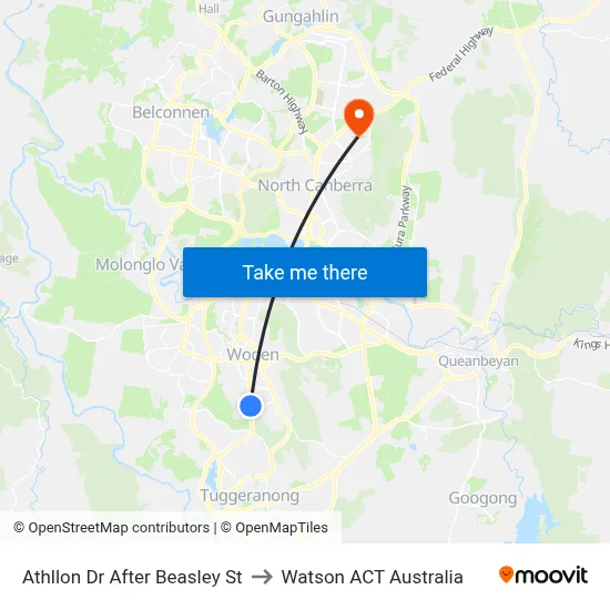 Athllon Dr After Beasley St to Watson ACT Australia map