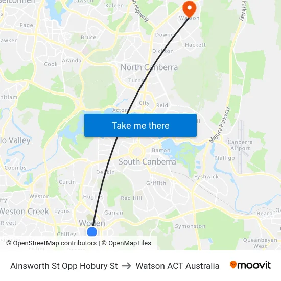 Ainsworth St Opp Hobury St to Watson ACT Australia map
