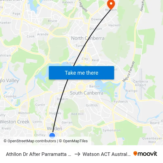 Athllon Dr After Parramatta St to Watson ACT Australia map