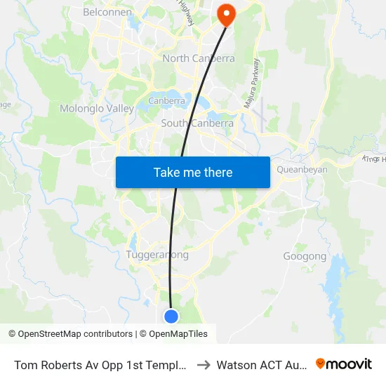 Tom Roberts Av Opp 1st Templestowe Av to Watson ACT Australia map