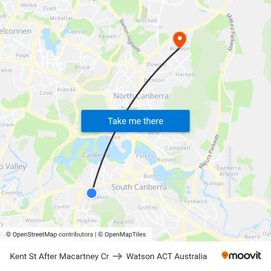 Kent St After Macartney Cr to Watson ACT Australia map