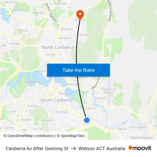 Canberra Av After Geelong St to Watson ACT Australia map