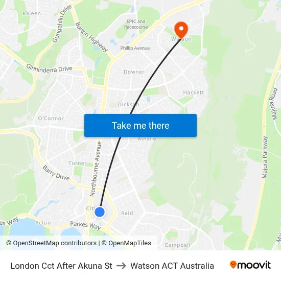 London Cct After Akuna St to Watson ACT Australia map
