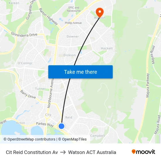 Cit Reid Constitution Av to Watson ACT Australia map