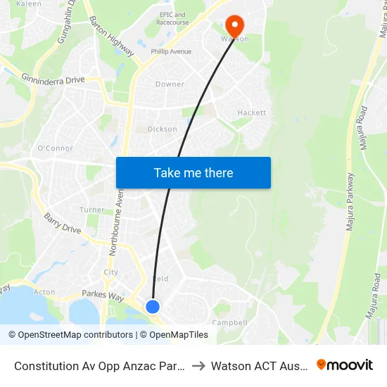 Constitution Av Opp Anzac Park West to Watson ACT Australia map