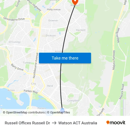 Russell Offices Russell Dr to Watson ACT Australia map