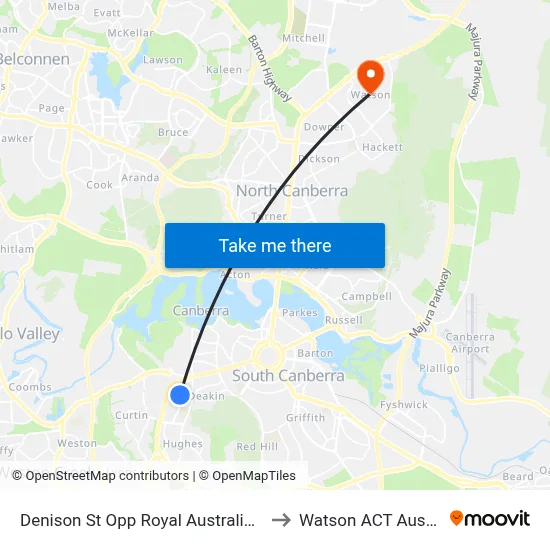 Denison St Opp Royal Australian Mint to Watson ACT Australia map