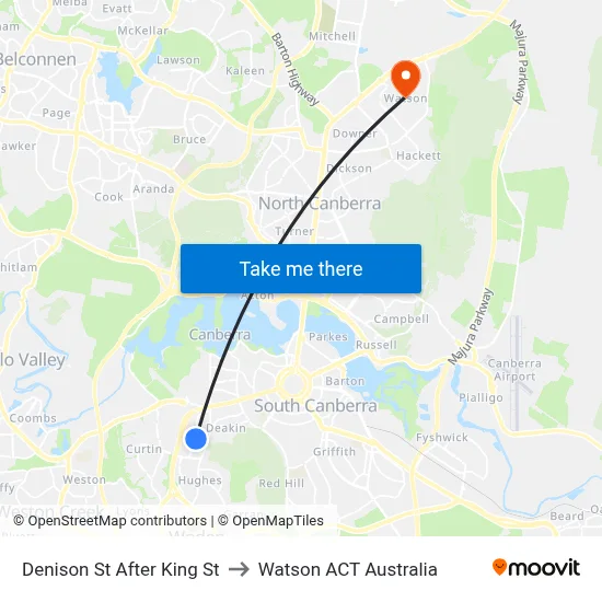 Denison St After King St to Watson ACT Australia map