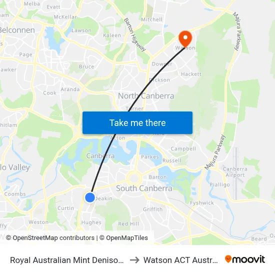 Royal Australian Mint Denison St to Watson ACT Australia map