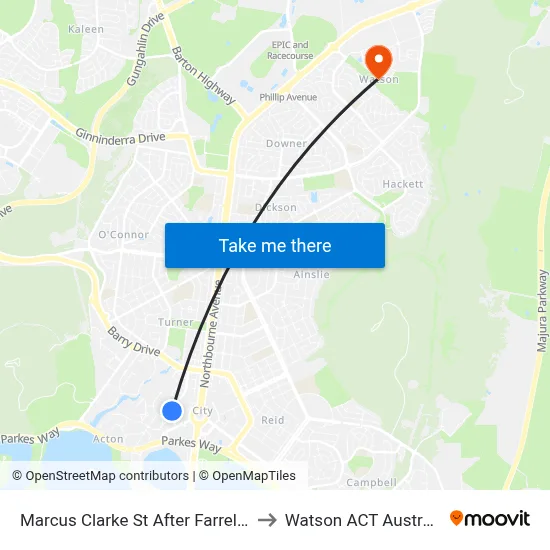 Marcus Clarke St After Farrell Pl to Watson ACT Australia map