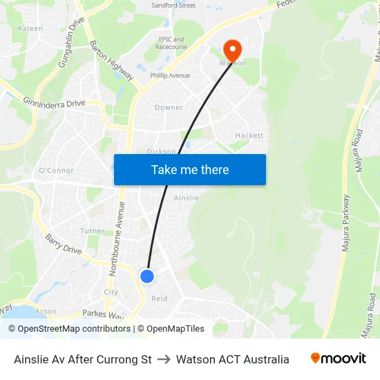 Ainslie Av After Currong St to Watson ACT Australia map