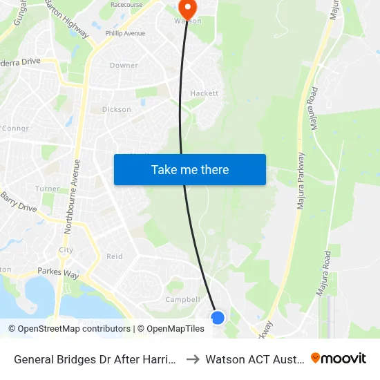 General Bridges Dr After Harrison Rd to Watson ACT Australia map