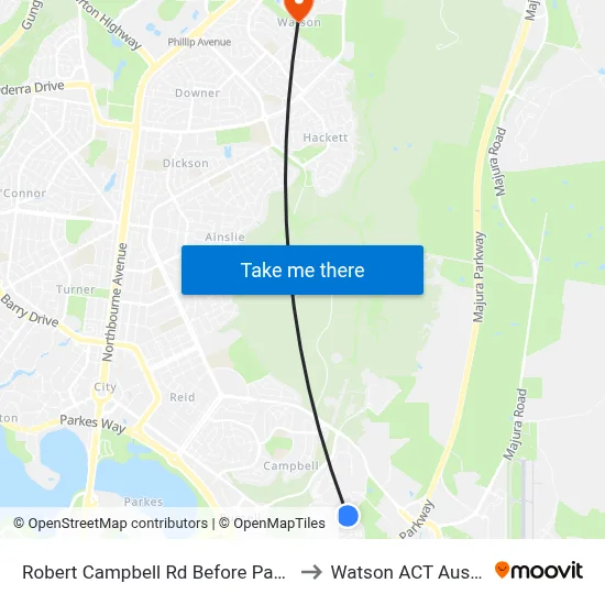 Robert Campbell Rd Before Parnell Rd to Watson ACT Australia map
