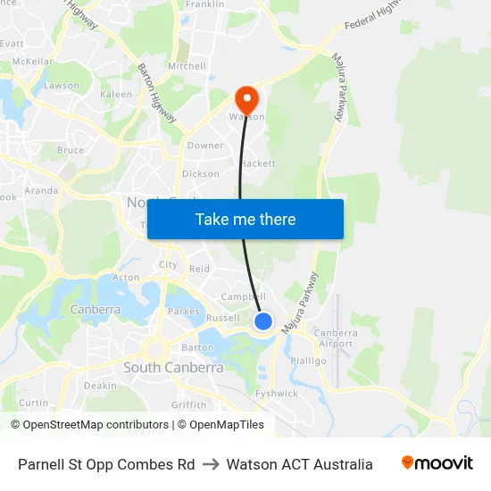 Parnell St Opp Combes Rd to Watson ACT Australia map