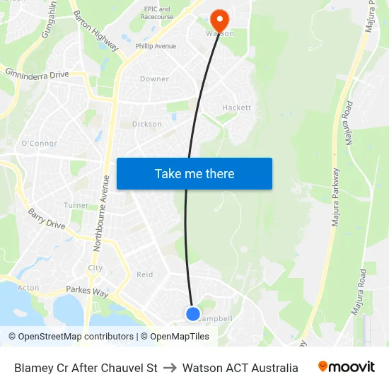 Blamey Cr After Chauvel St to Watson ACT Australia map
