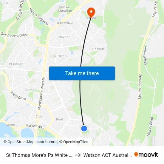 St Thomas More's Ps White St to Watson ACT Australia map