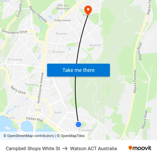 Campbell Shops White St to Watson ACT Australia map