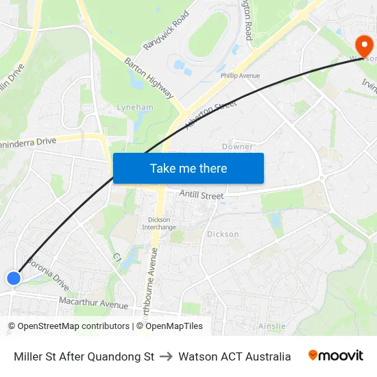 Miller St After Quandong St to Watson ACT Australia map