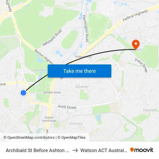 Archibald St Before Ashton St to Watson ACT Australia map
