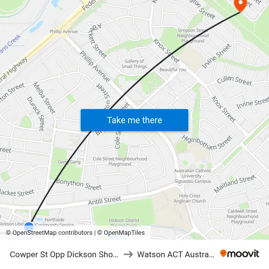Cowper St Opp Dickson Shops to Watson ACT Australia map