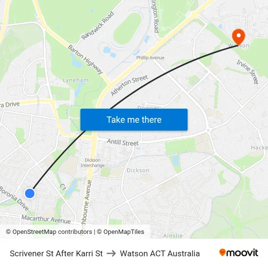 Scrivener St After Karri St to Watson ACT Australia map