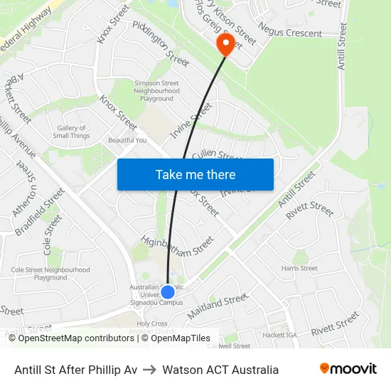Antill St After Phillip Av to Watson ACT Australia map