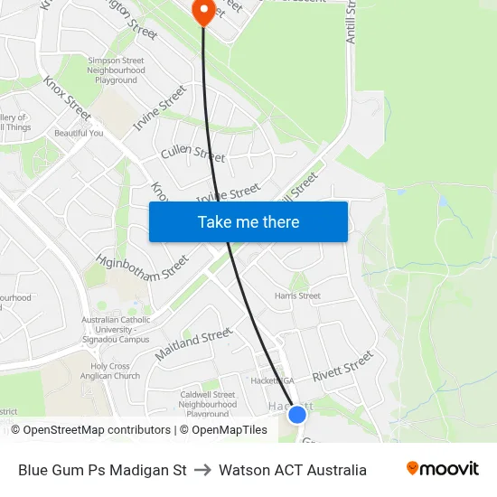 Blue Gum Ps Madigan St to Watson ACT Australia map